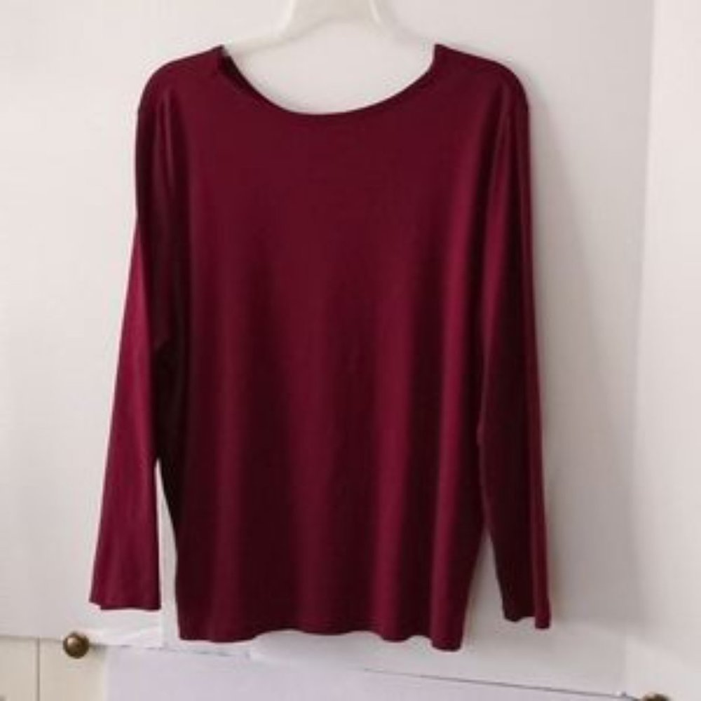St. John's Bay Women's Long Sleeve Stretch Top - Size (3X) - Burgundy